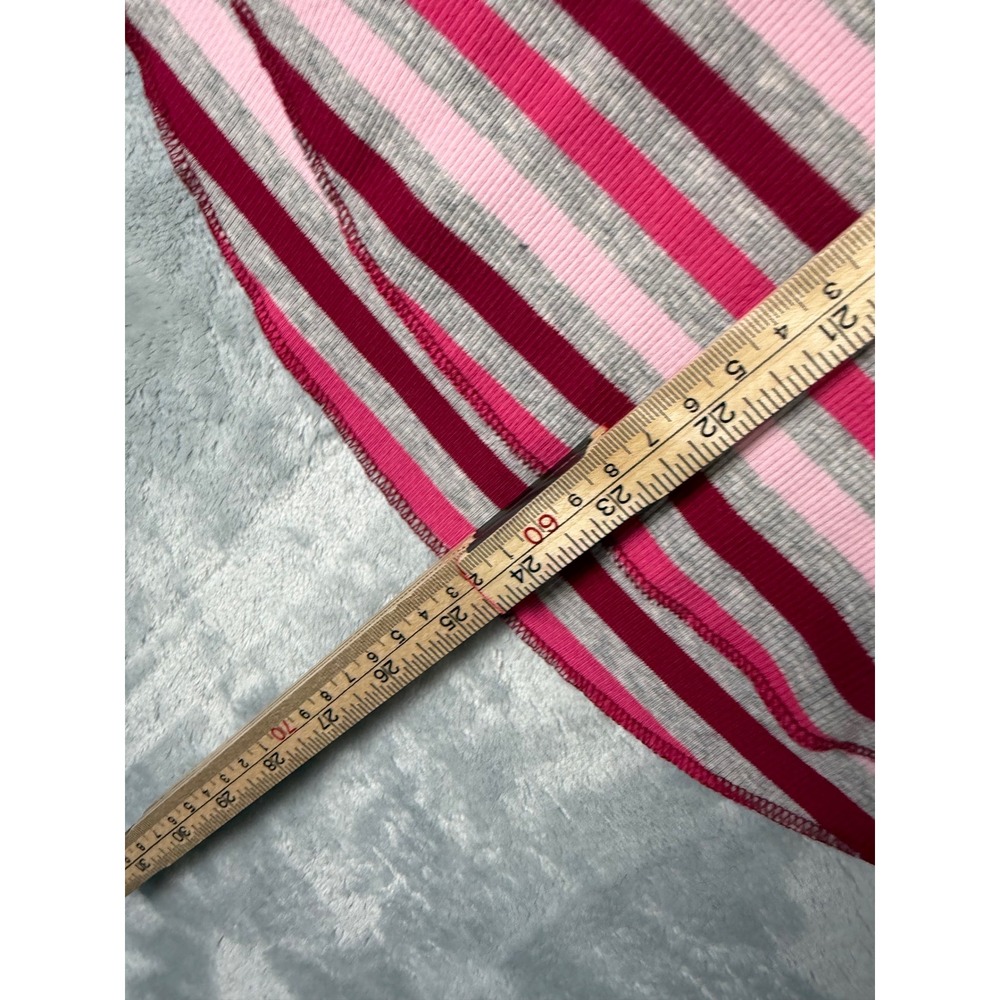 Aeropostale Womens XL Pink Striped Ribbed Henley Long Sleeve Top Stretch Cotton - Picture 5 of 6